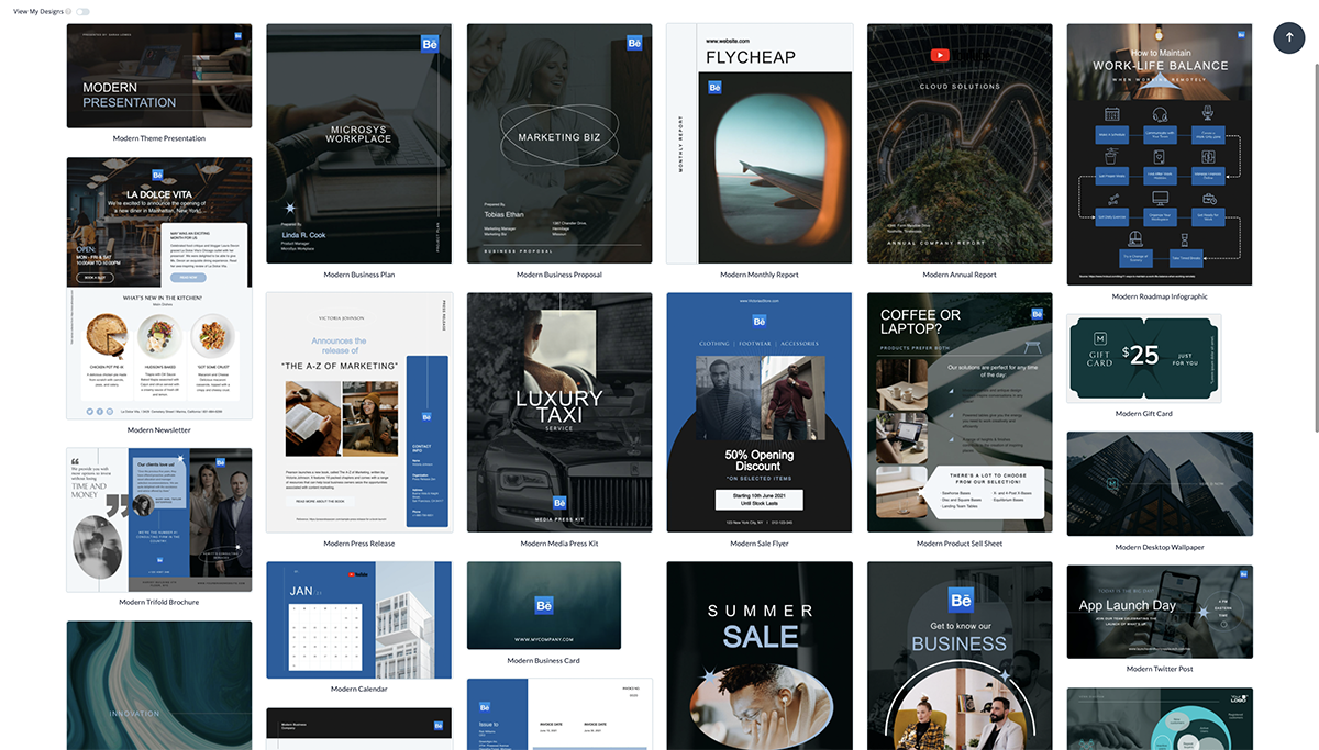 A selection of branded templates.