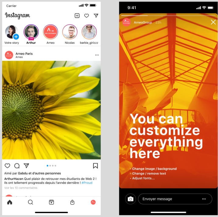 A wireframe example from Instagram.
