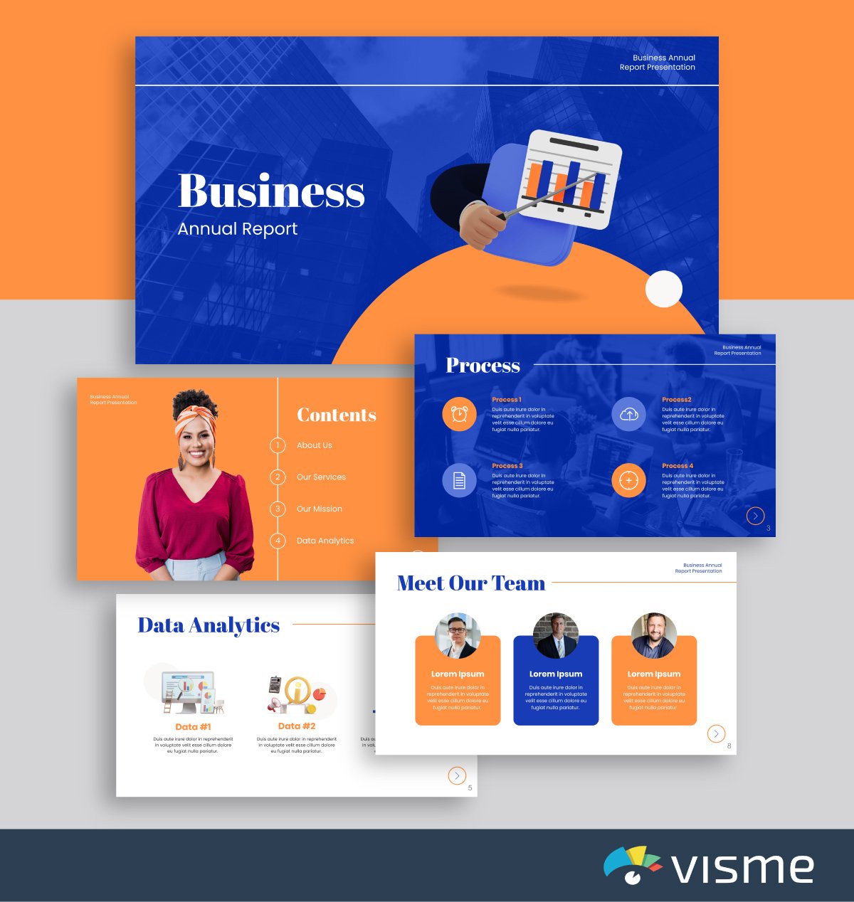 presentation slides - business annual report template visme