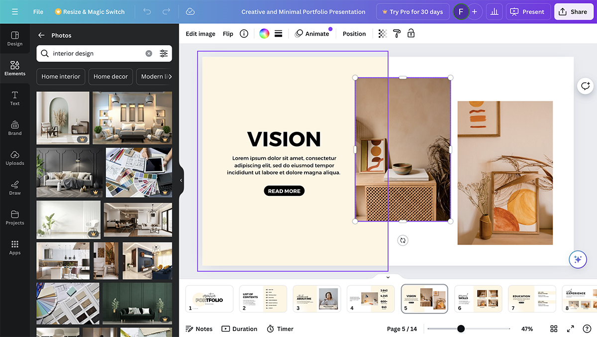 canva vs adobe express - Canva's stock photos