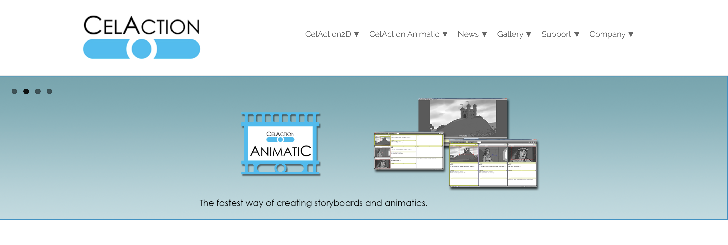 A screenshot of the CelAction2D website.