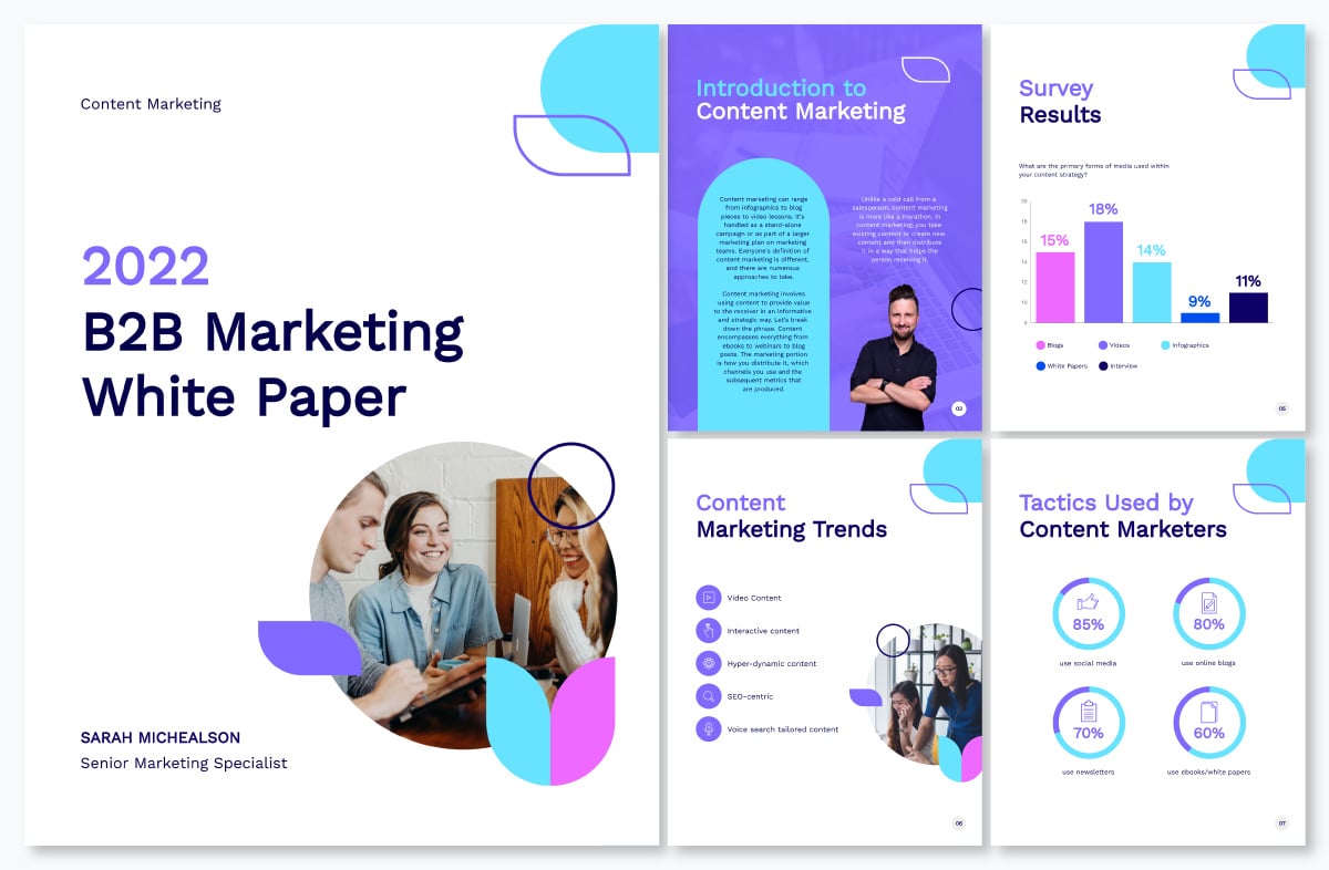 A marketing white paper template available to customize in Visme.