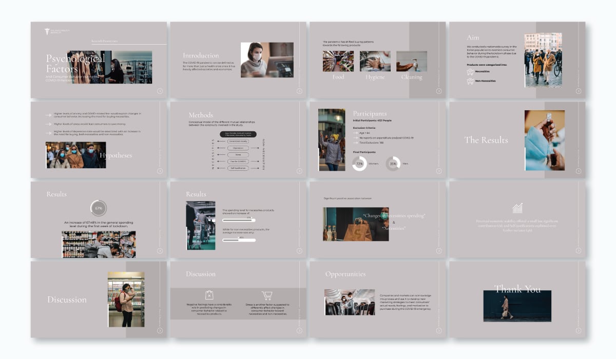 A consumer behavior research presentation template using the font Cormorant