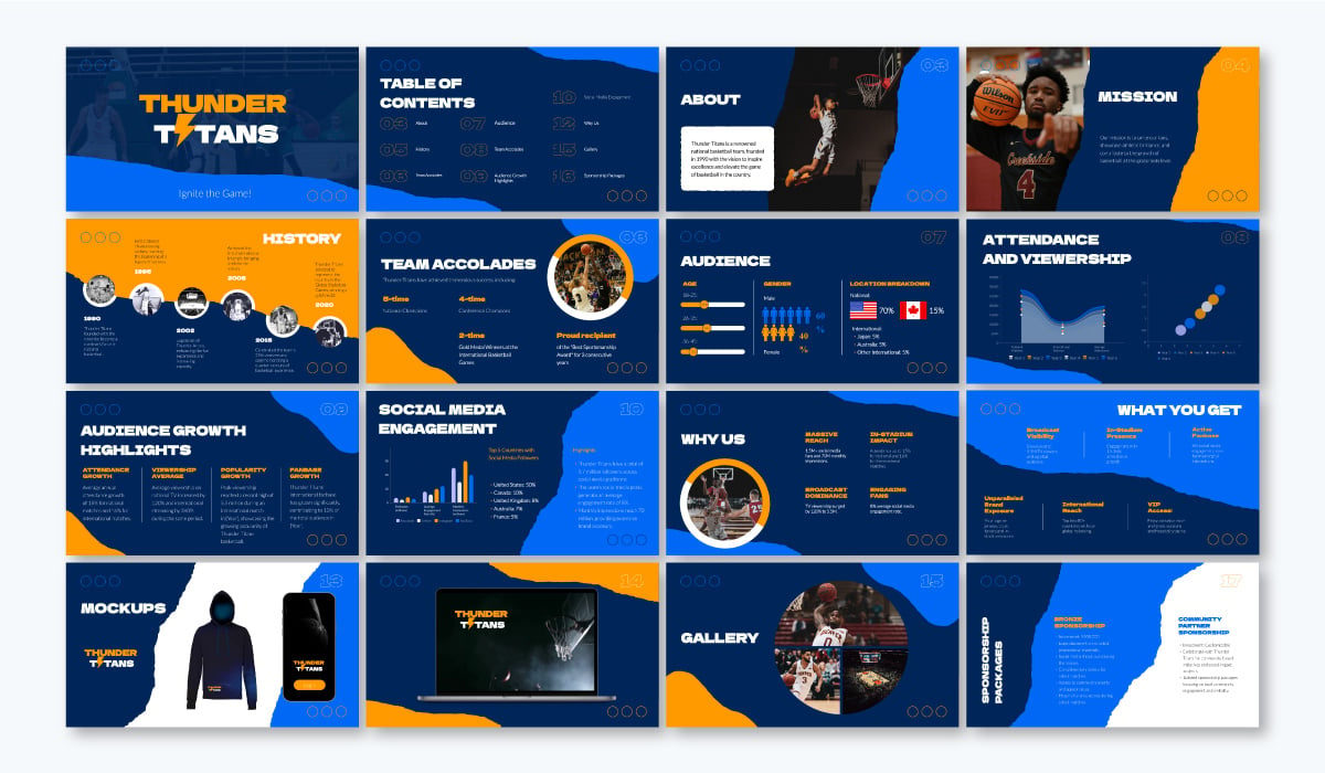 a sports presentation template using the font Dela Gothic One