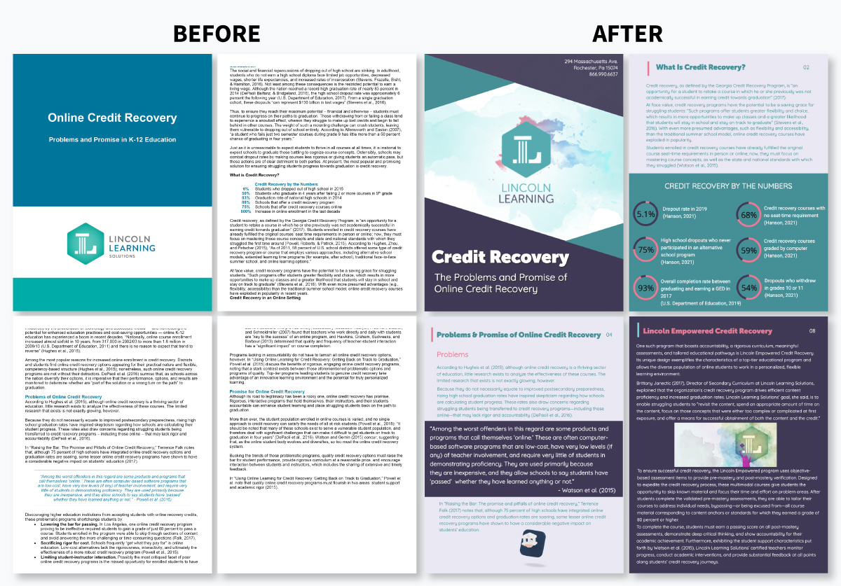 A white paper before Visme and after Visme.