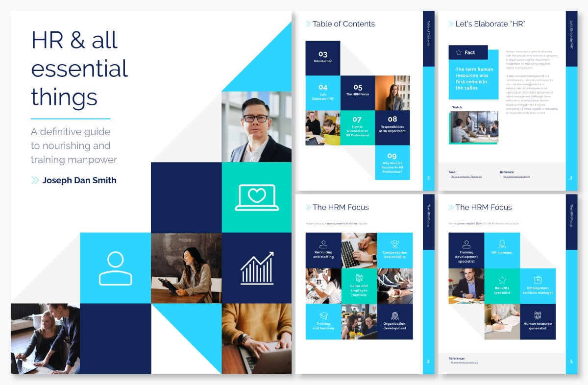 An ebook template available to customize in Visme.