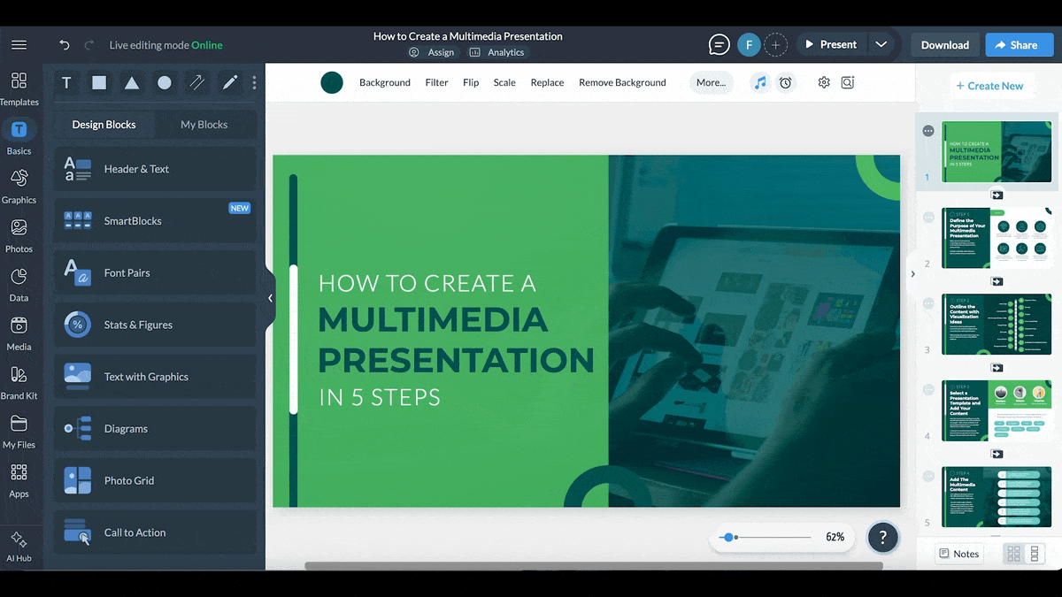 how to make a video presentation -a GIF that shows how to add a recorded narration