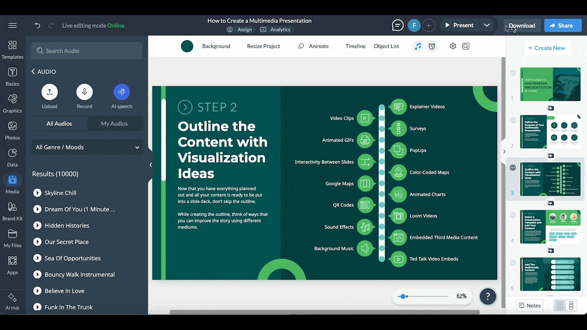 how to make a video presentation - GIF that shows how to use presenter studio including resizing the bubble