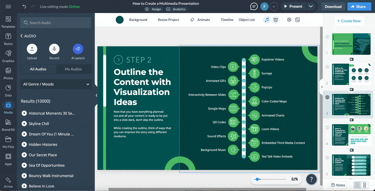 how to make a video presentation - create a GIF that shows how to adjust the timing of elements on the Timeline