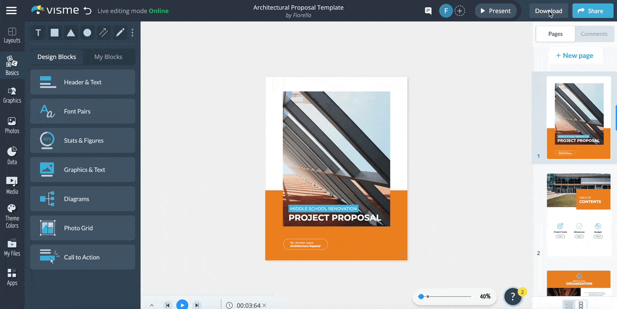 A GIF of Visme's collaboration feature