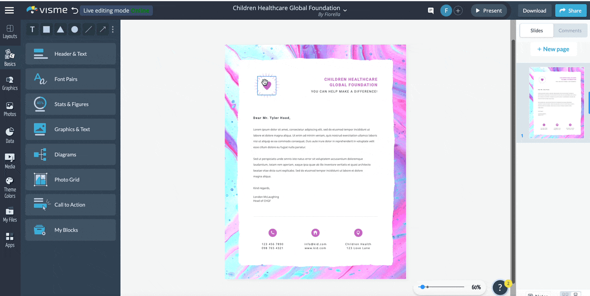 changing object colors in Visme
