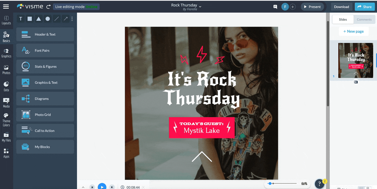 how to change the fonts and colors in Visme template