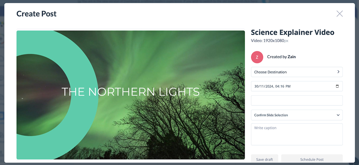 content calendar - Visme interface