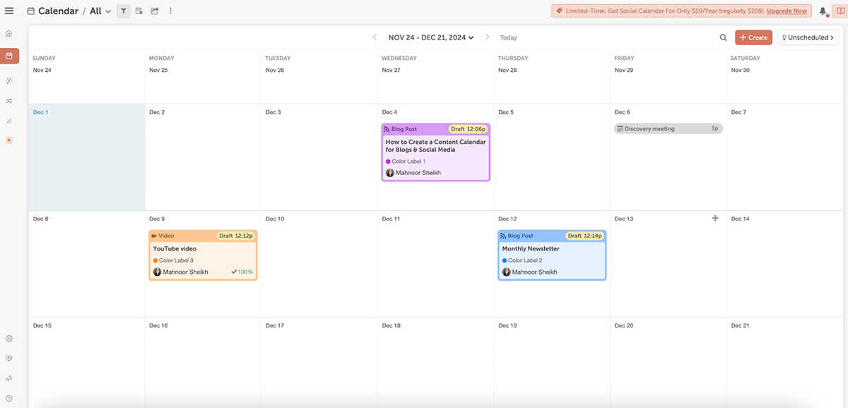 content calendar - CoSchedule