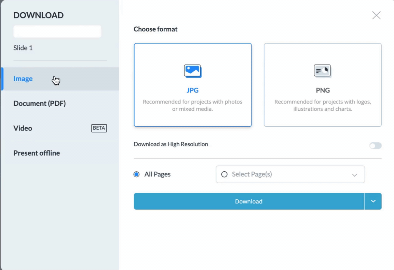 How to download projects in Visme
