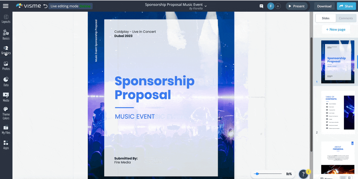 how to add an icon or graphic to a proposal template in Visme editor