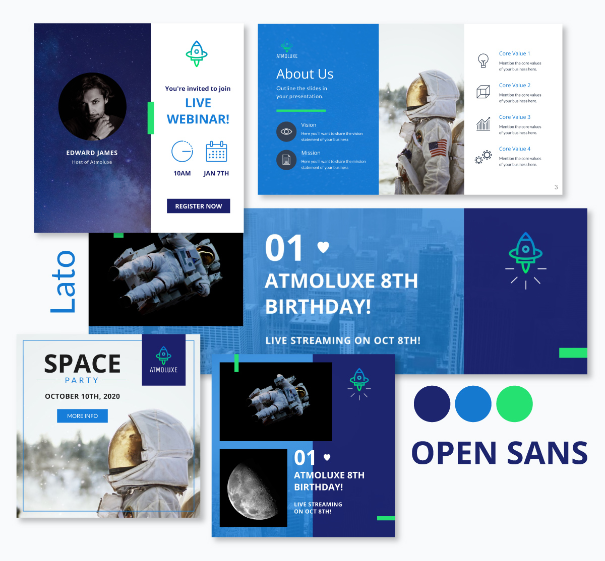 Blue & Green Space-Themed Branding