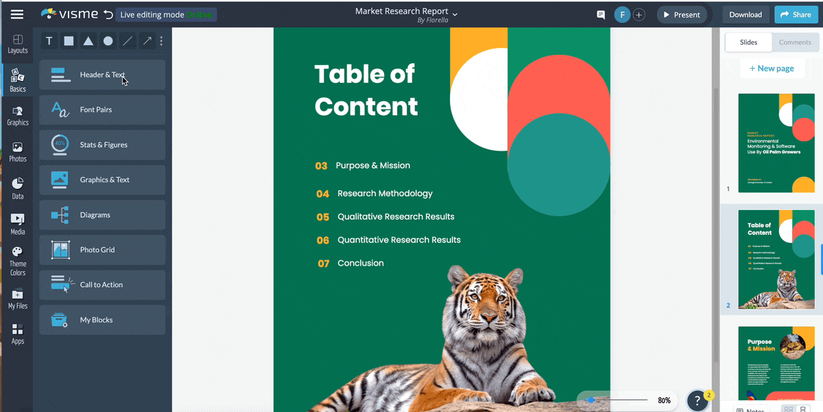 Selection of Icons in Visme Library