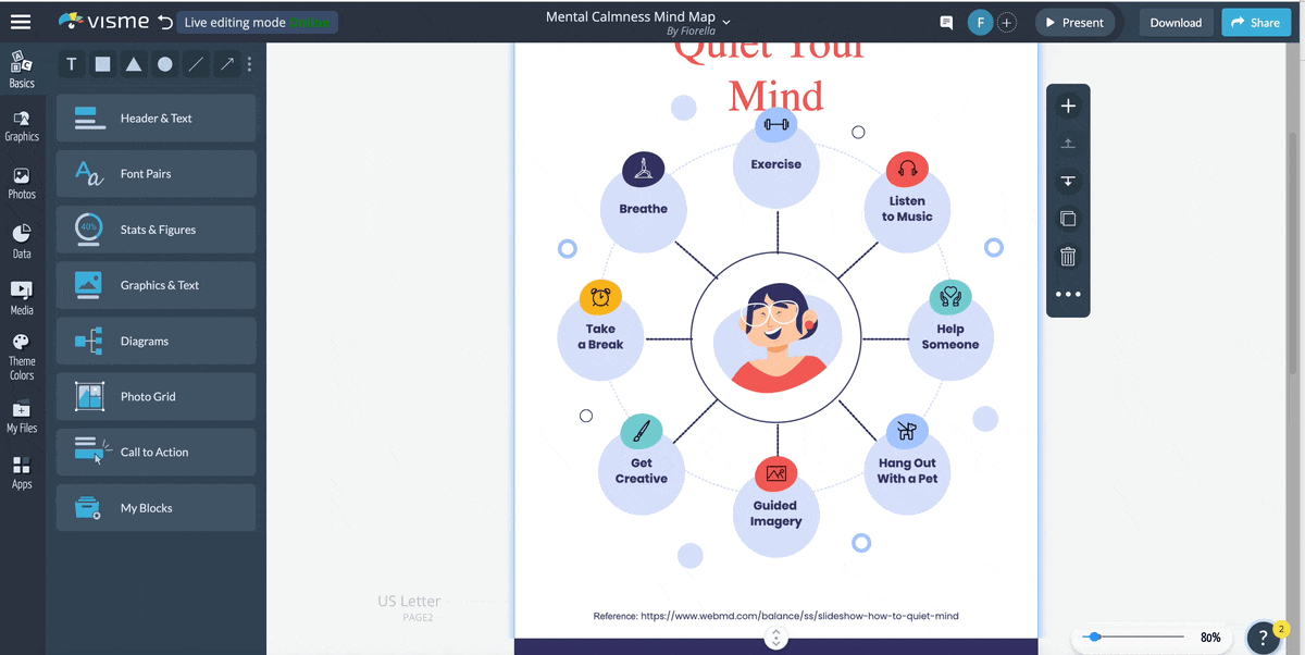 adding hyperlinks and pop ups in Visme