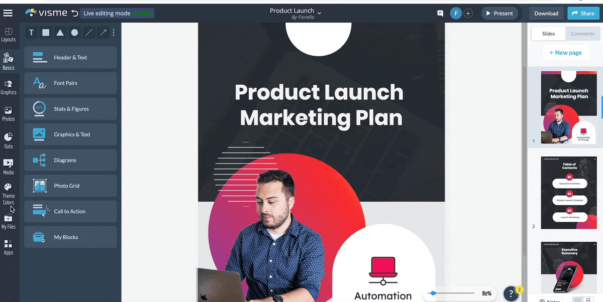 how to upload logo and images in Visme template.