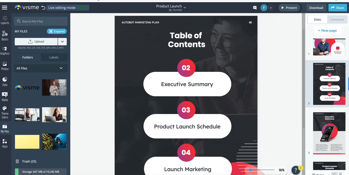 how to upload logo and images in Visme template.