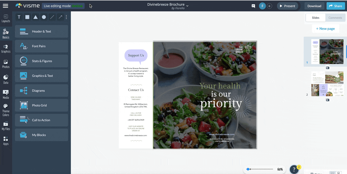 how to change the canvas size in Visme.