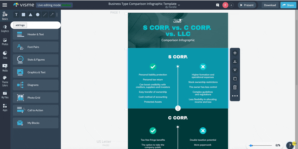 ow to change the color in Visme