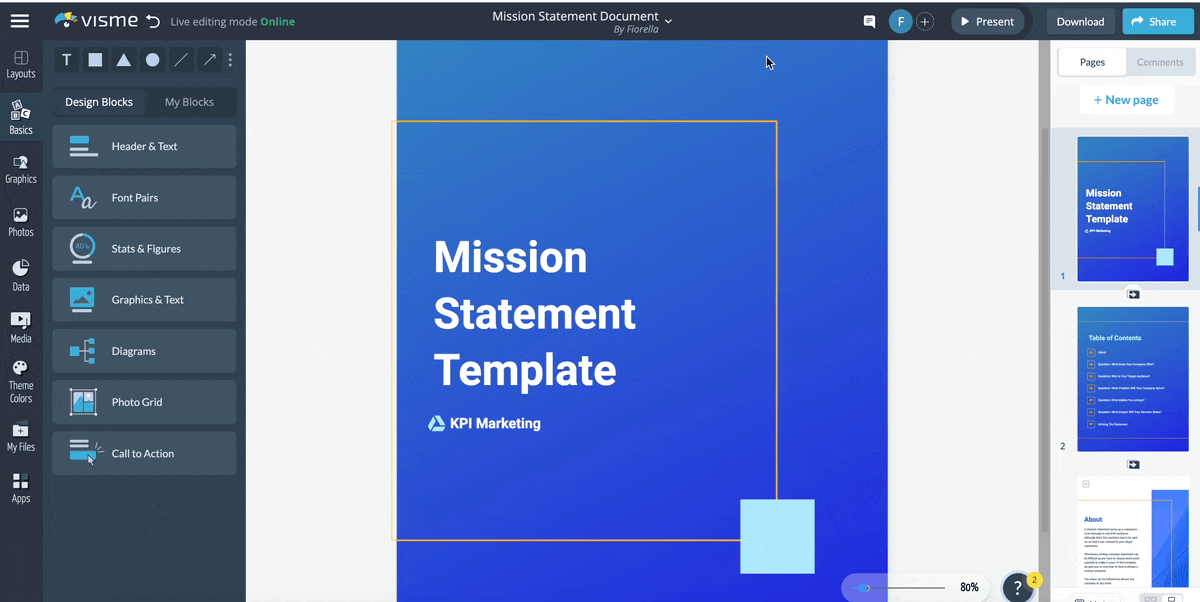 mission statement template - share and publish