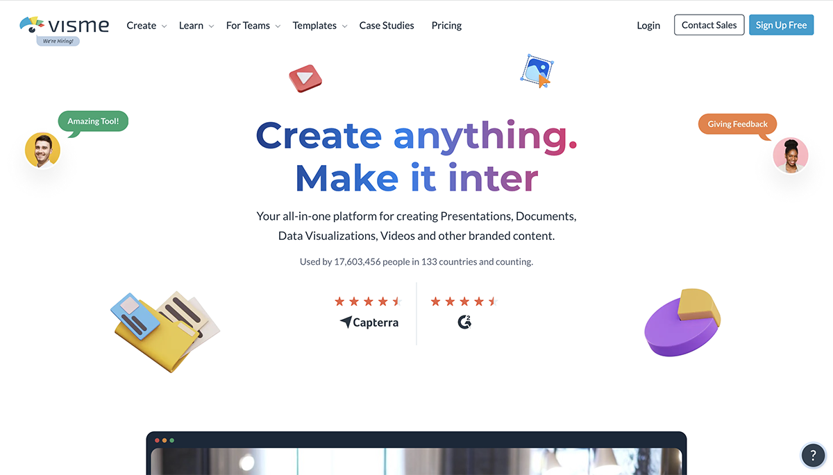 sales strategy planning - Visme home page