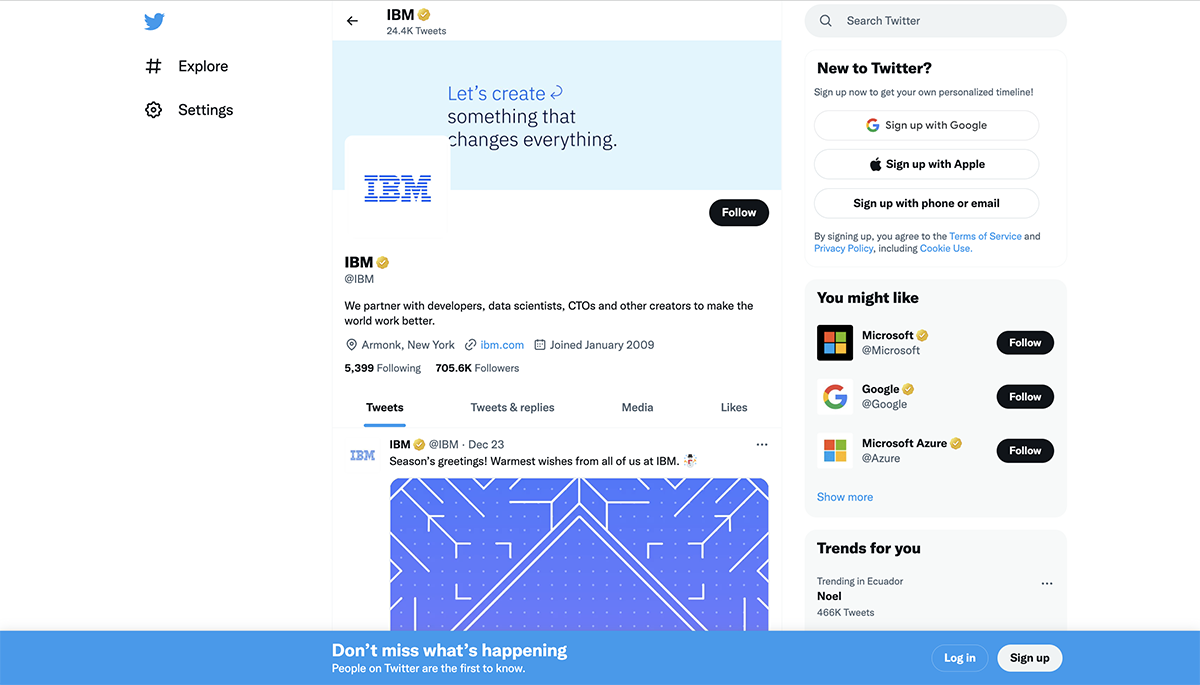 Social selling -IBM Twitter Page