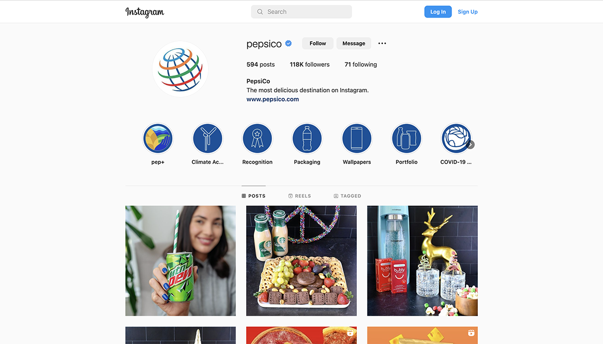 Social selling - PepsiCo Instagram page