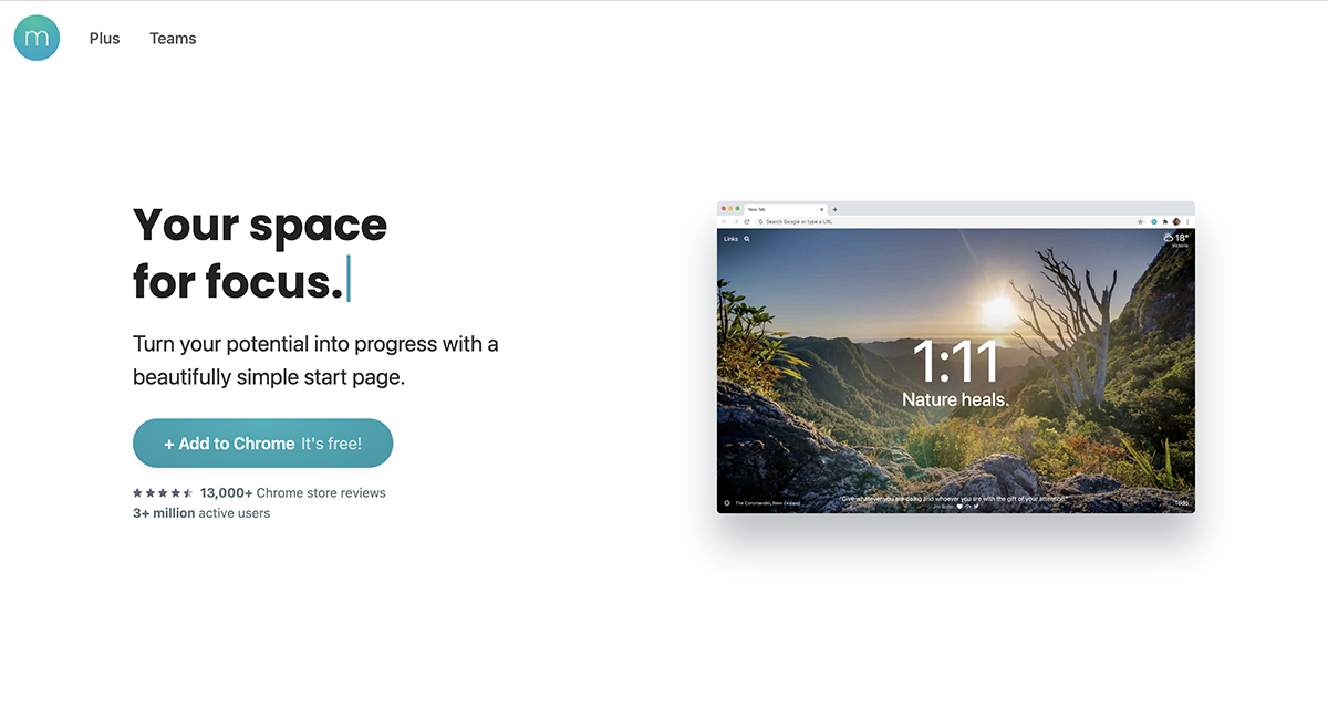 time management tools - momentum homepage