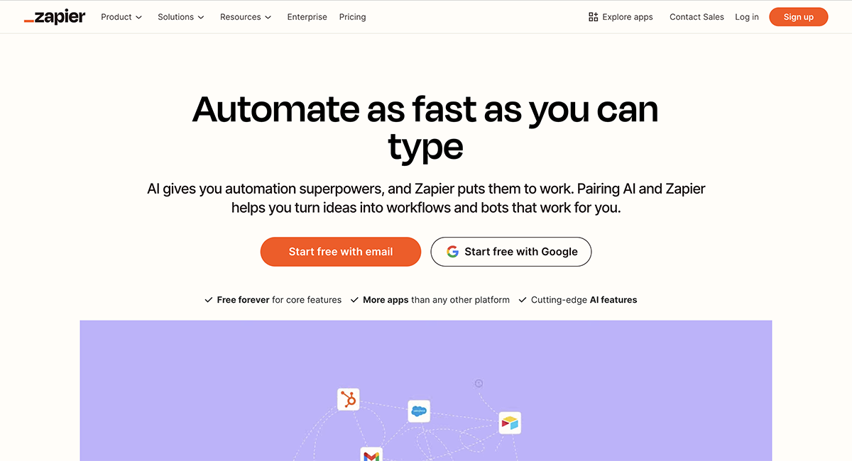 time management tools - Zapier Home Page