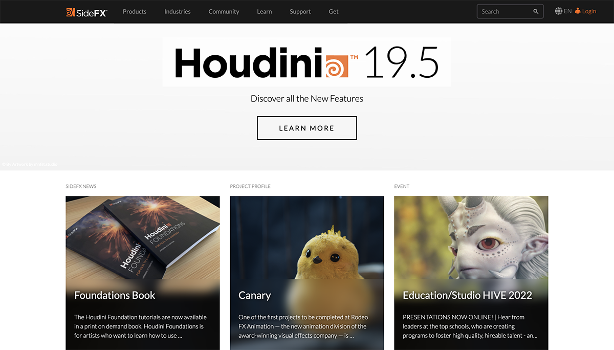 animation software -Houdini home page