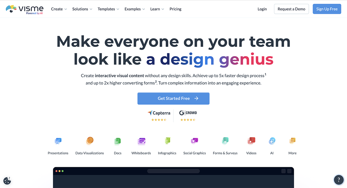 time management tools - Visme home page