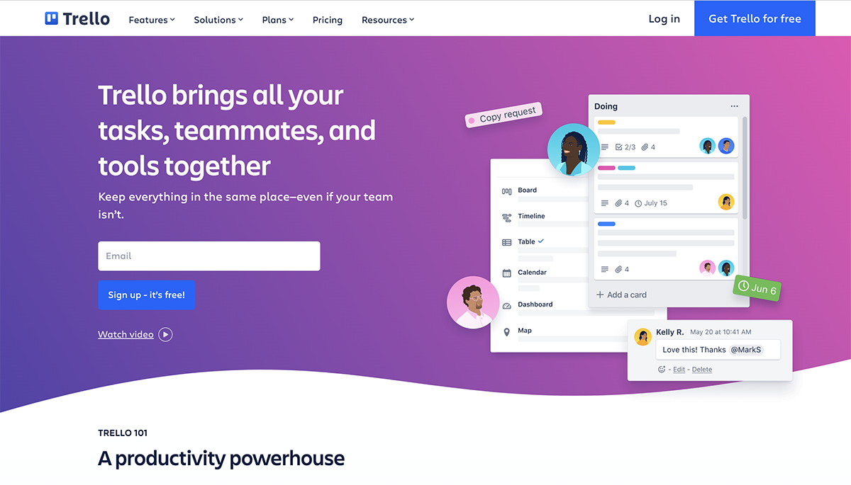 time management tools - Trello Home Page