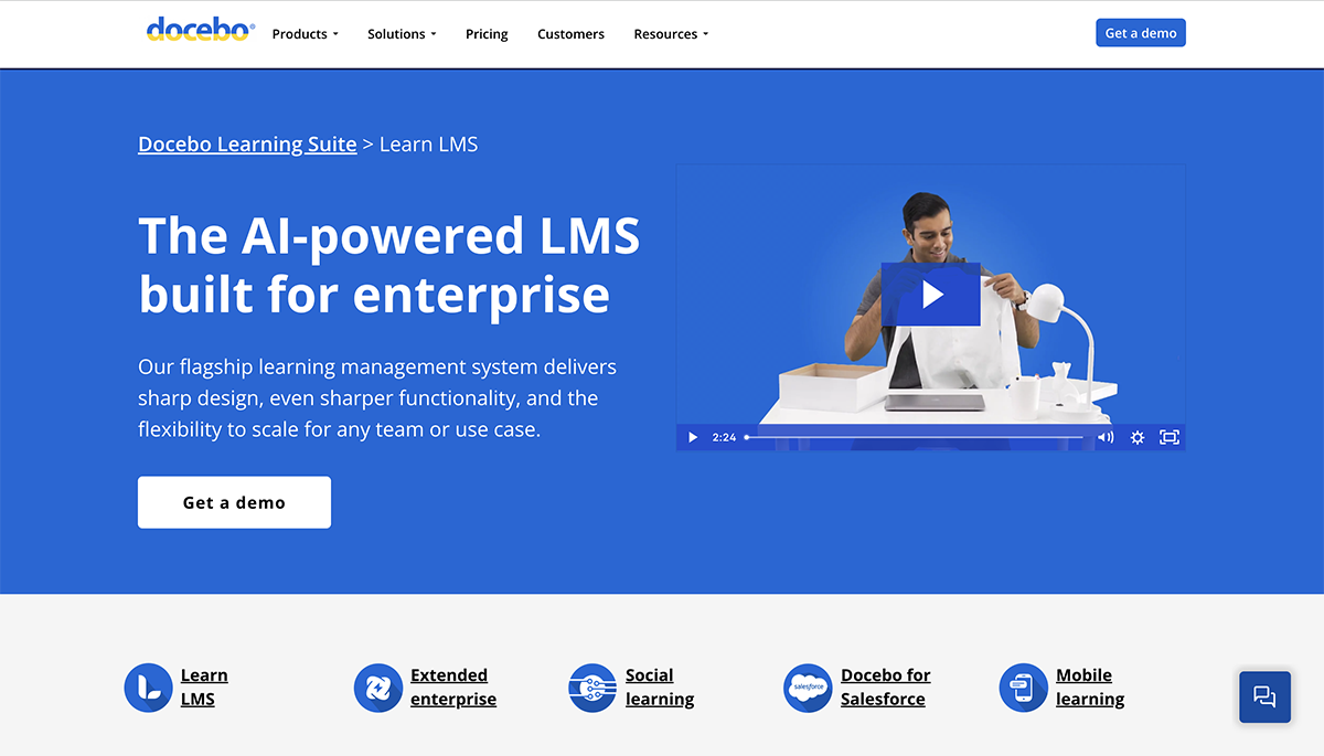 learning management system examples - Docebo features