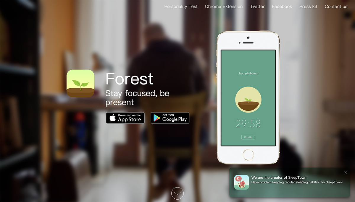 time management tools - Forest Home page