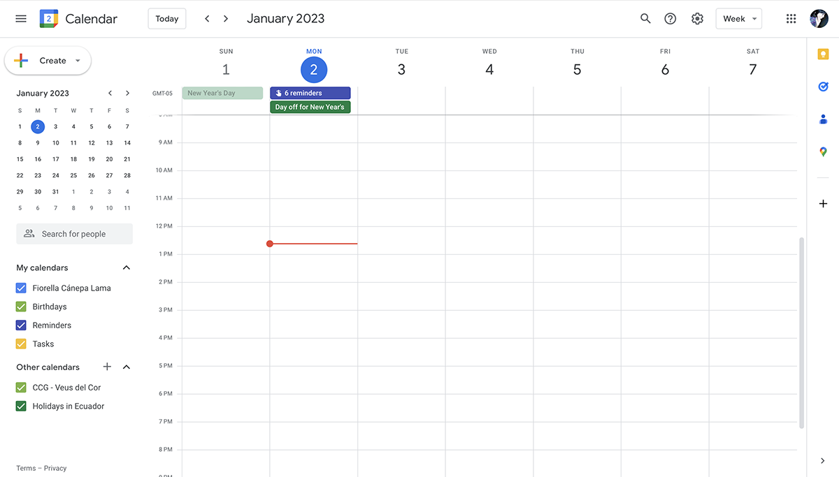 time management tools - Google Calendar Sheet