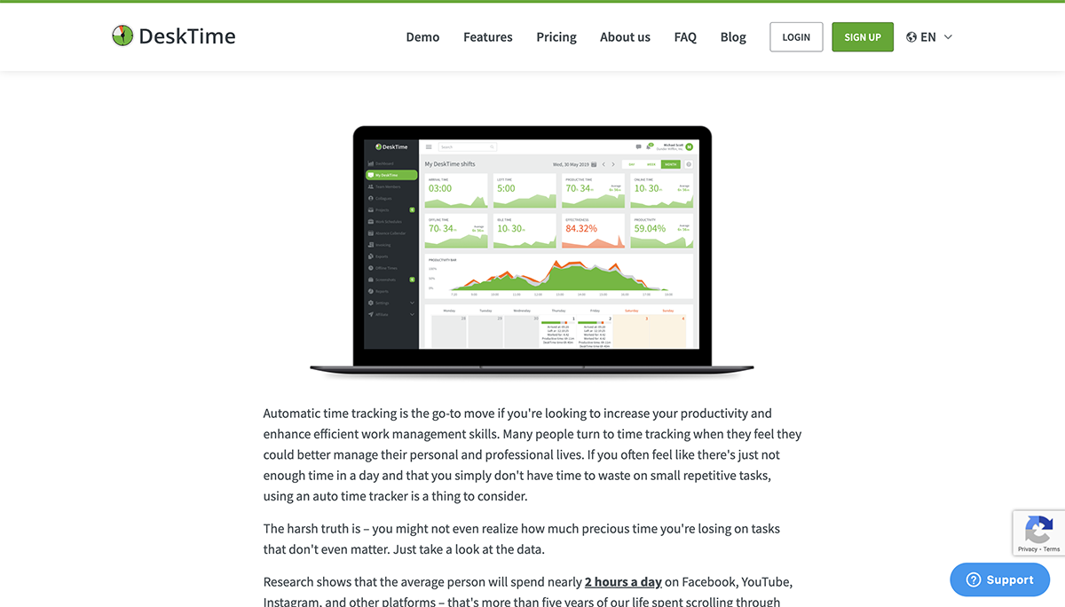time management tools - Desktime time tracker