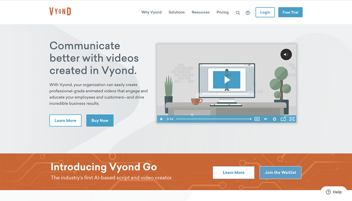 presentation apps - Vyond home page