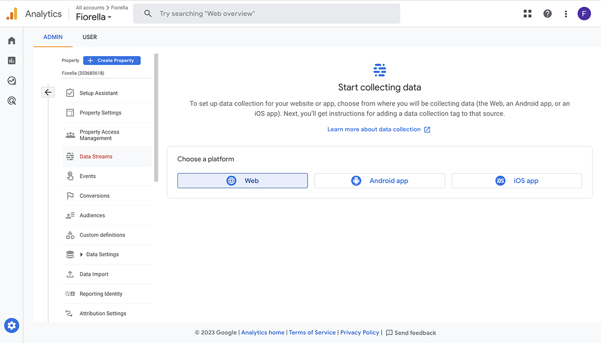 Social Media Competitor Analysis - Google Analytics interface