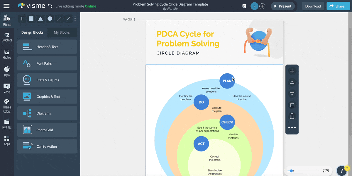 circle diagram - changing color in Visme