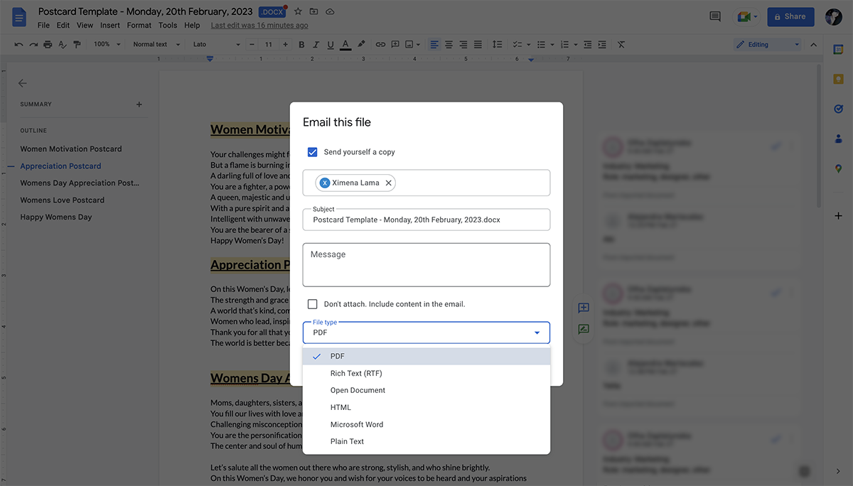 Select PDF file type PDF.