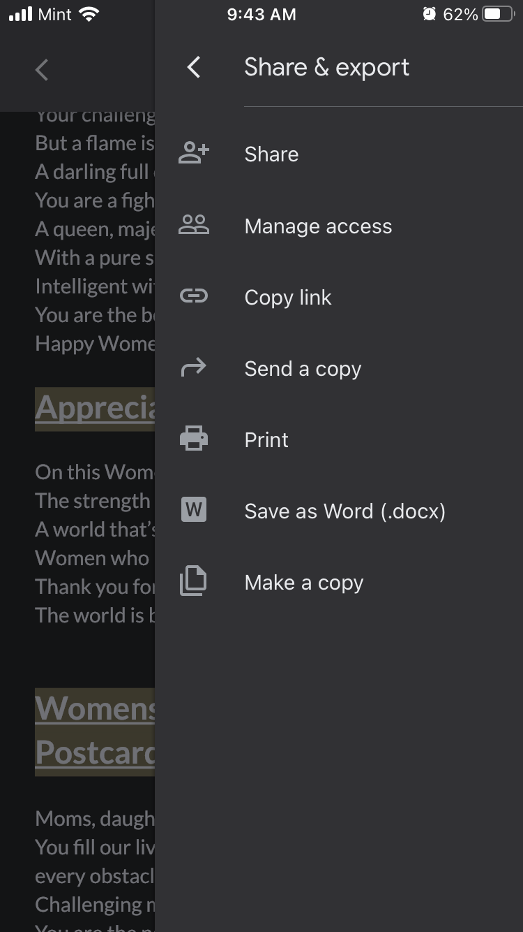 Select Share and Export > Send a copy.