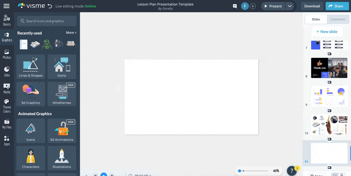 a GIF of saving and reusing content blocks in a presentation.