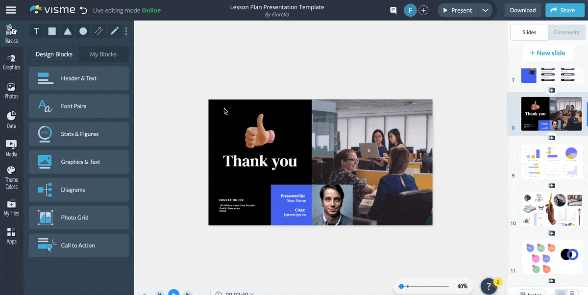 of GIF using popups or clickable links that reveal information in a presentation template.