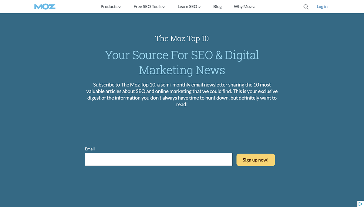 newsletter sign up form Moz