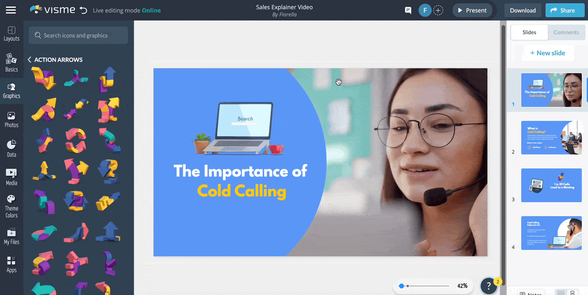 Visme video editing timeline