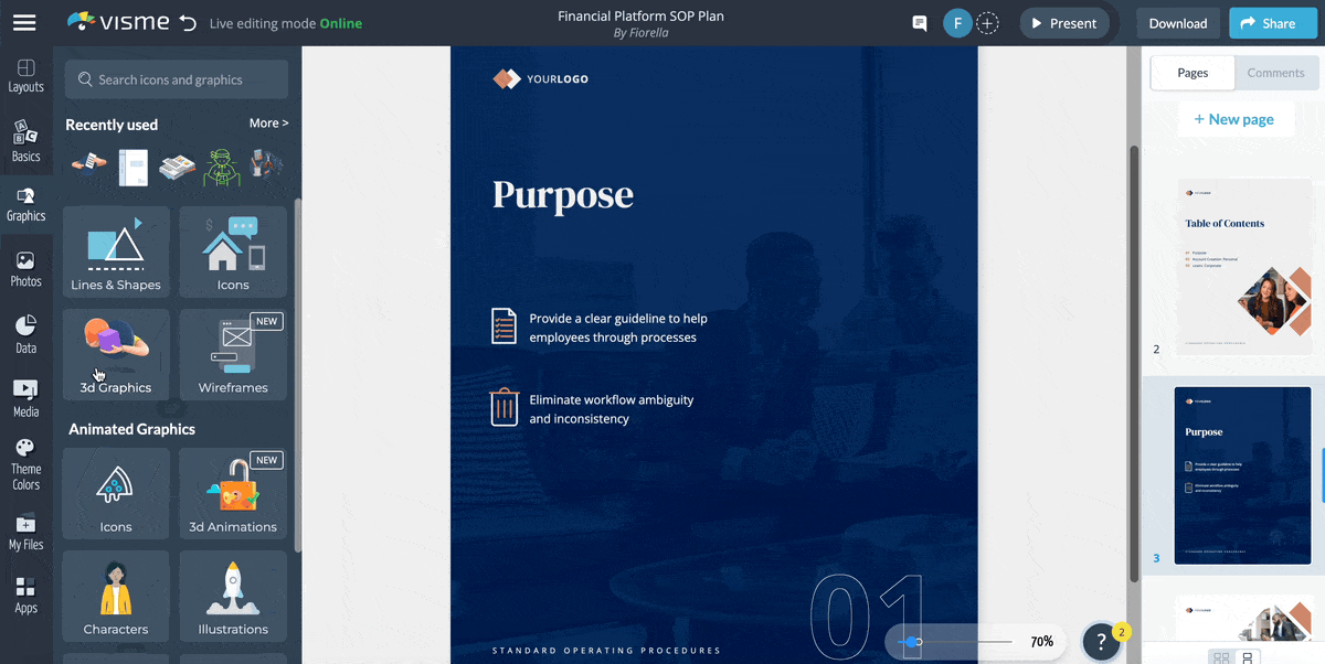 adding beautiful stock photos and 3D icons